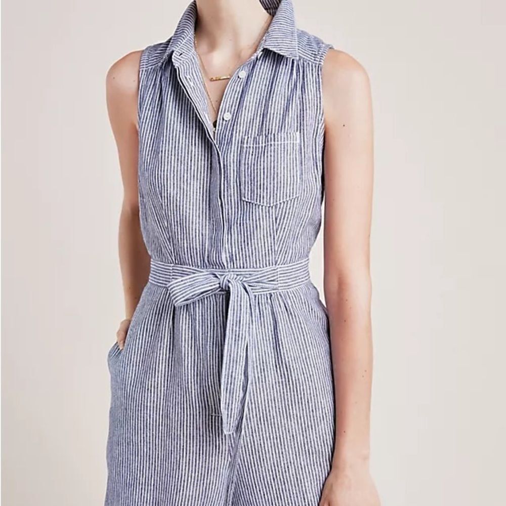 Anthropologie‎ blue striped romper size 6